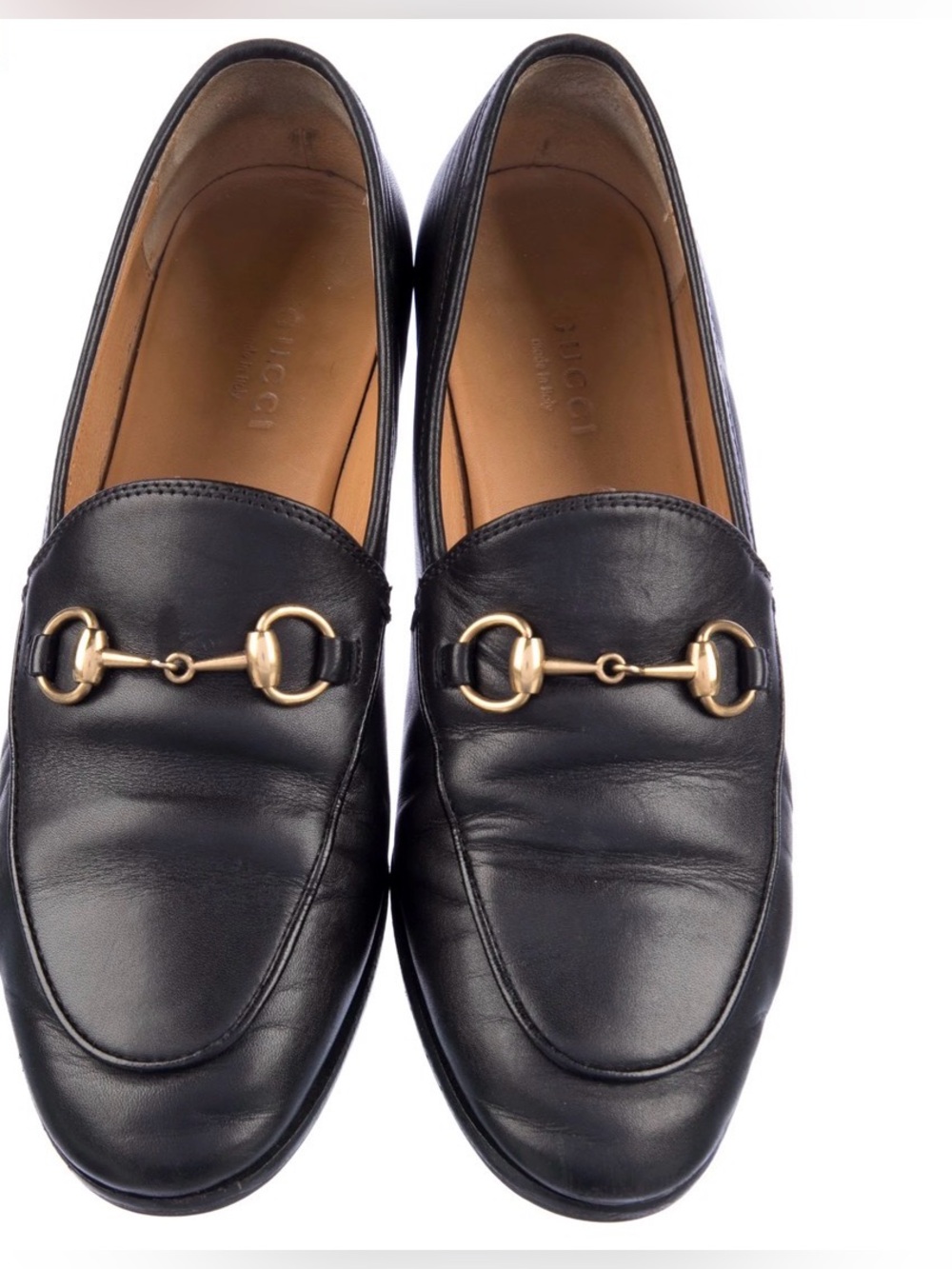 Gucci Black Leather Horsebit Slip-On Loafers